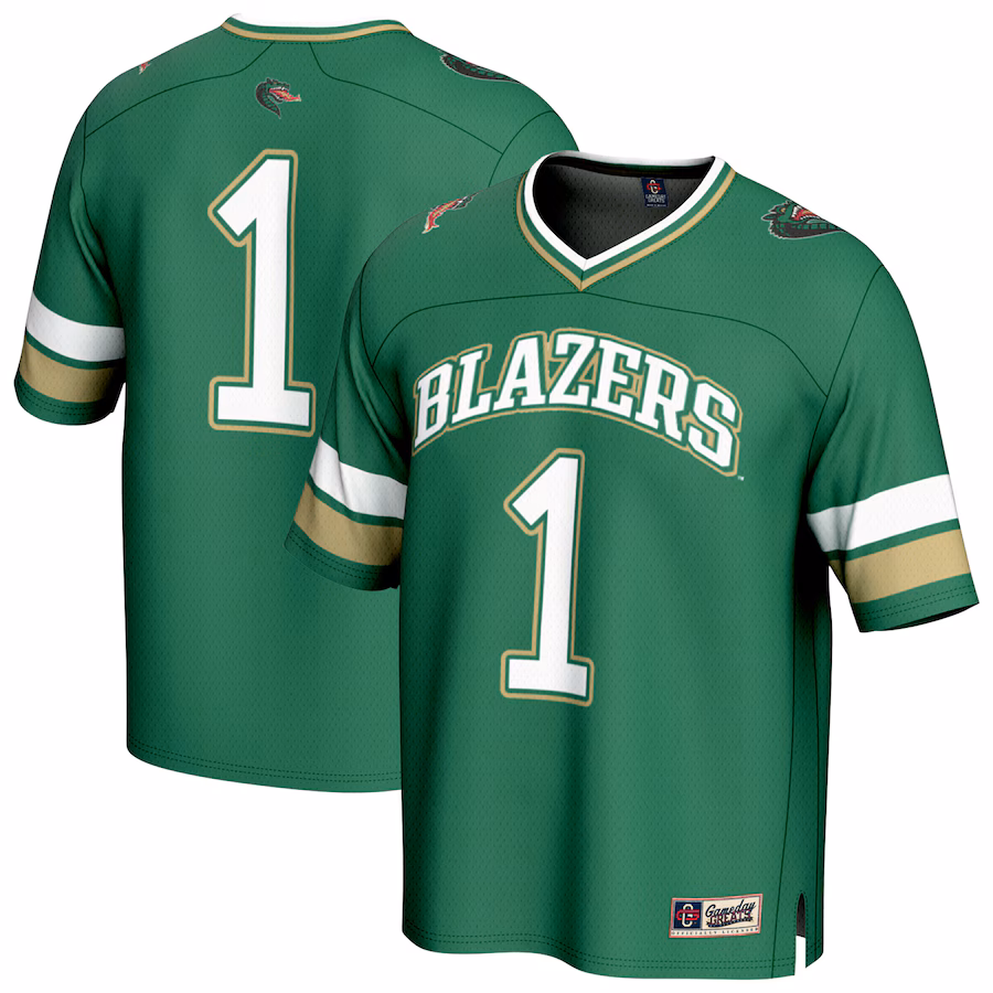 Youth GameDay Greats #1 Green UAB Blazers Lightweight Collegiate Football Fashion Jersey - ujerseystore