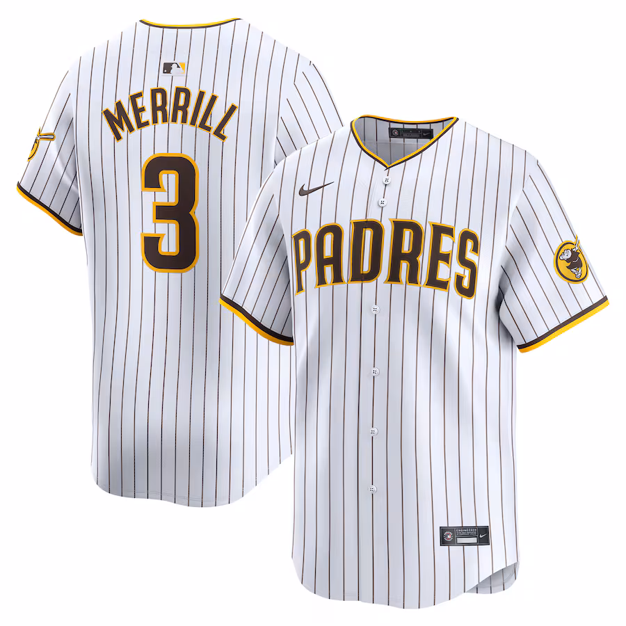 Men's San Diego Padres Jackson Merrill Nike White Home Limited Jersey - ujerseystore