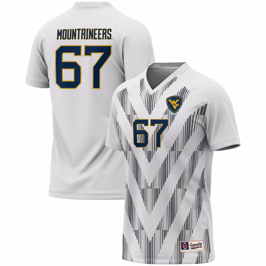 #67 West Virginia Mountaineers GameDay Greats Youth Lightweight Women's Soccer Fashion Jersey - White - ujerseystore