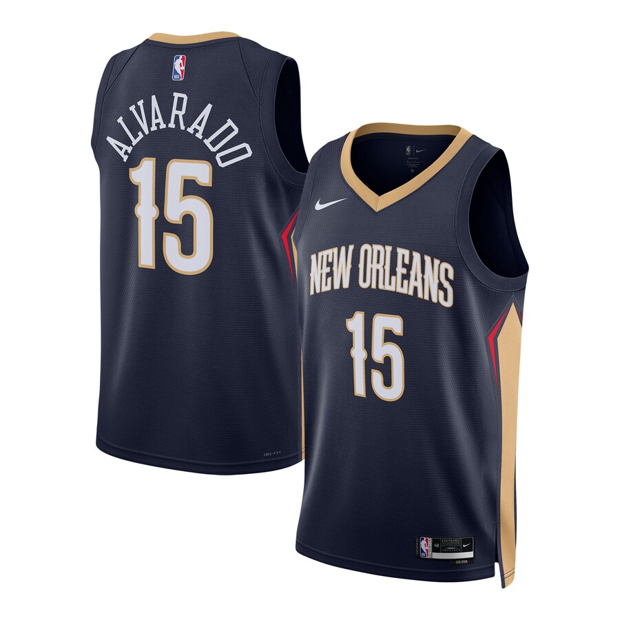 Unisex New Orleans Pelicans Jose Alvarado Nike Navy Swingman Jersey - Icon Edition - ujerseystore
