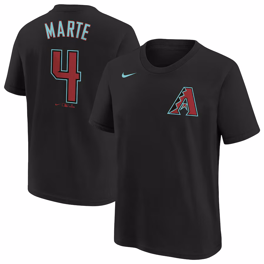 Youth Arizona Diamondbacks Ketel Marte Nike Black 2024 Fuse Name & Number T-Shirt - ujerseystore