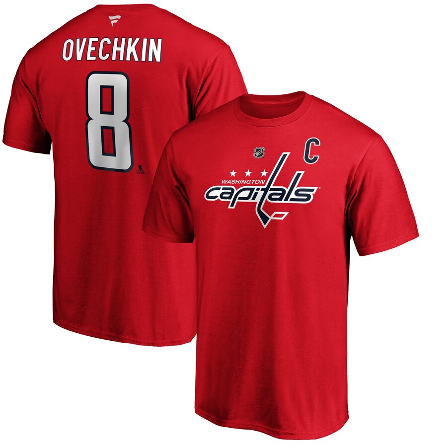 Men's Washington Capitals Alexander Ovechkin Fanatics Red Team Authentic Stack Name & Number T-Shirt - ujerseystore