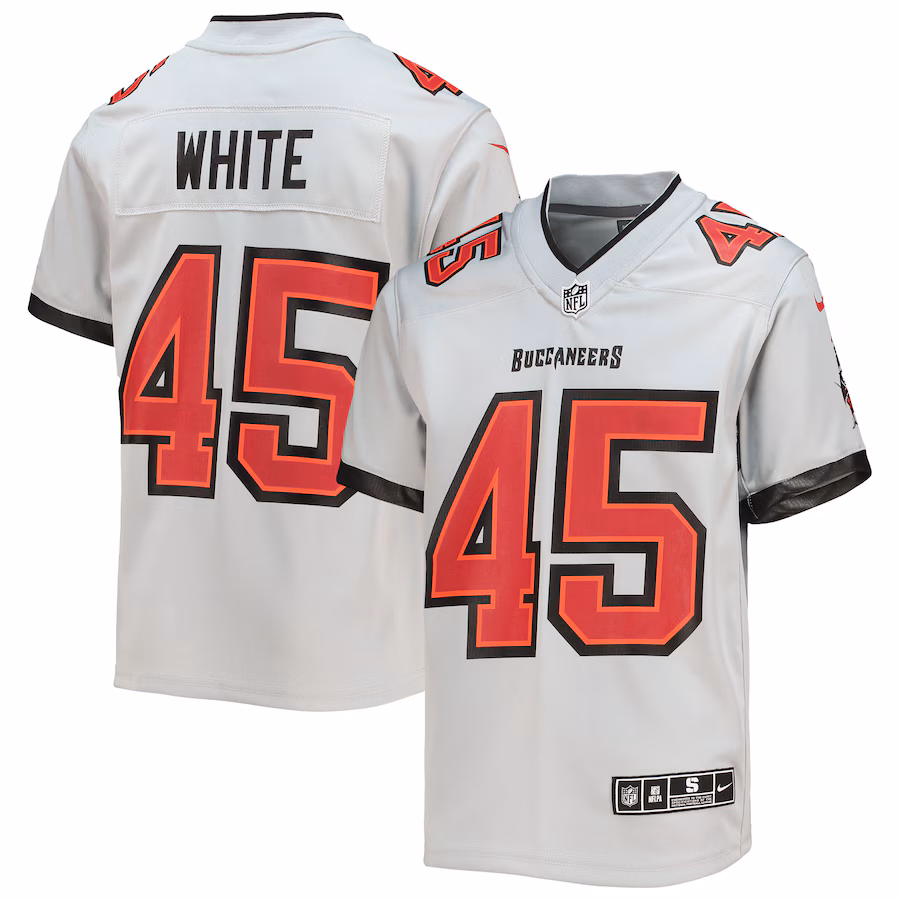 Youth Tampa Bay Buccaneers Devin White Nike Gray Inverted Team Game Jersey - ujerseystore