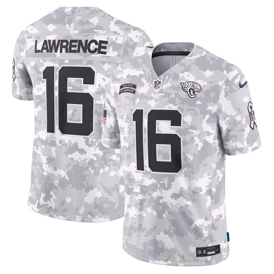 Men's Jacksonville Jaguars Trevor Lawrence Nike Arctic Camo 2024 Salute to Service Limited Jersey - ujerseystore