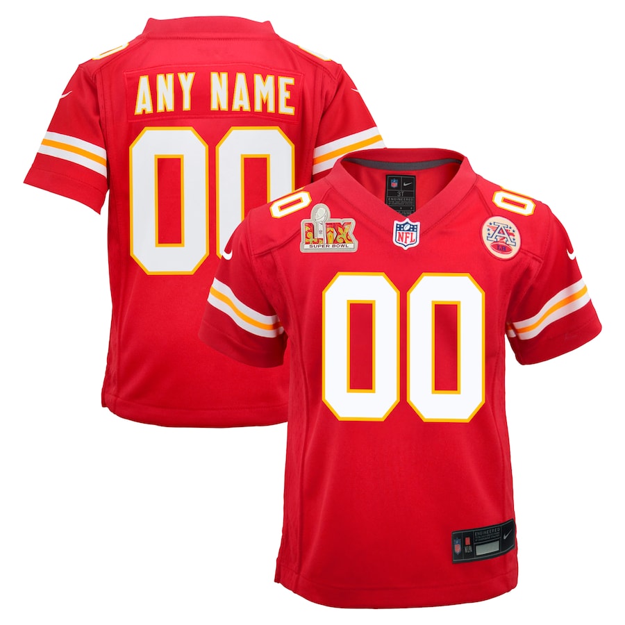 Youth Kansas City Chiefs Nike Red Super Bowl LIX Custom Team Game Jersey - ujerseystore