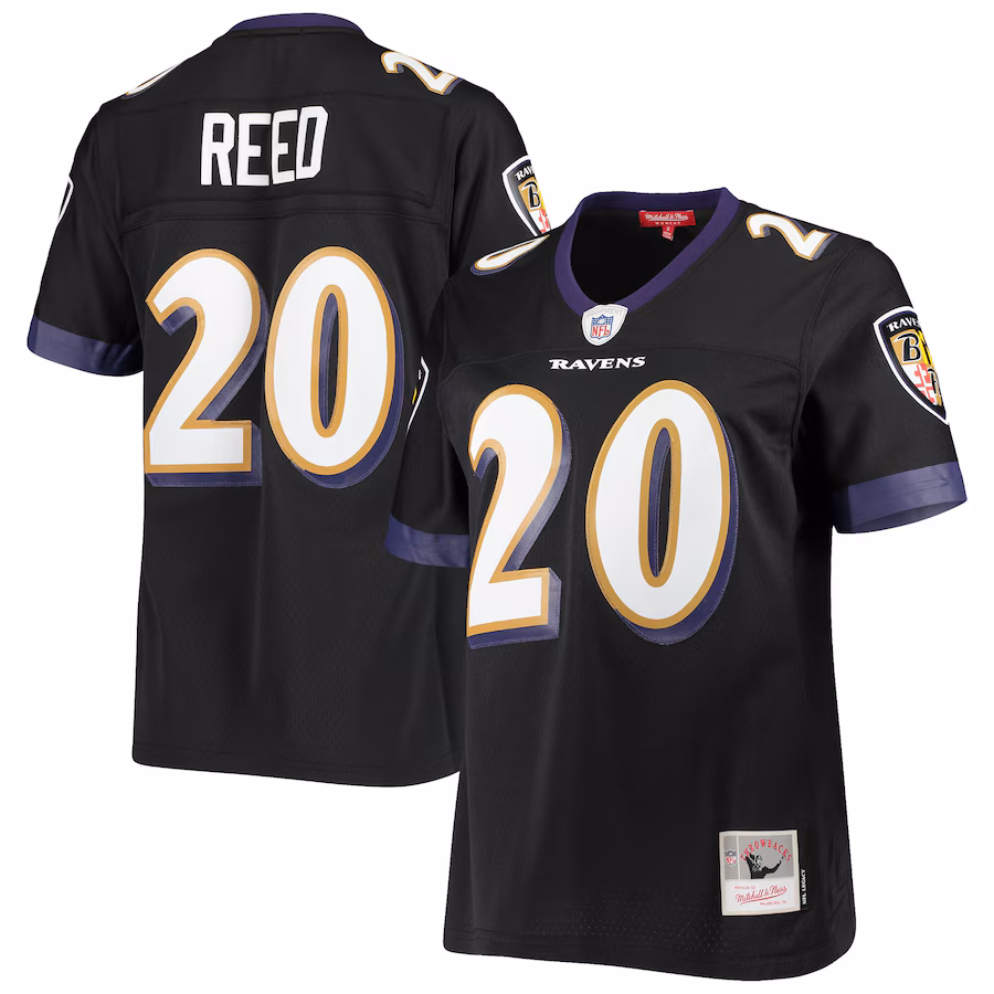 Women's Baltimore Ravens Ed Reed Mitchell & Ness Black Legacy Replica Team Jersey - ujerseystore