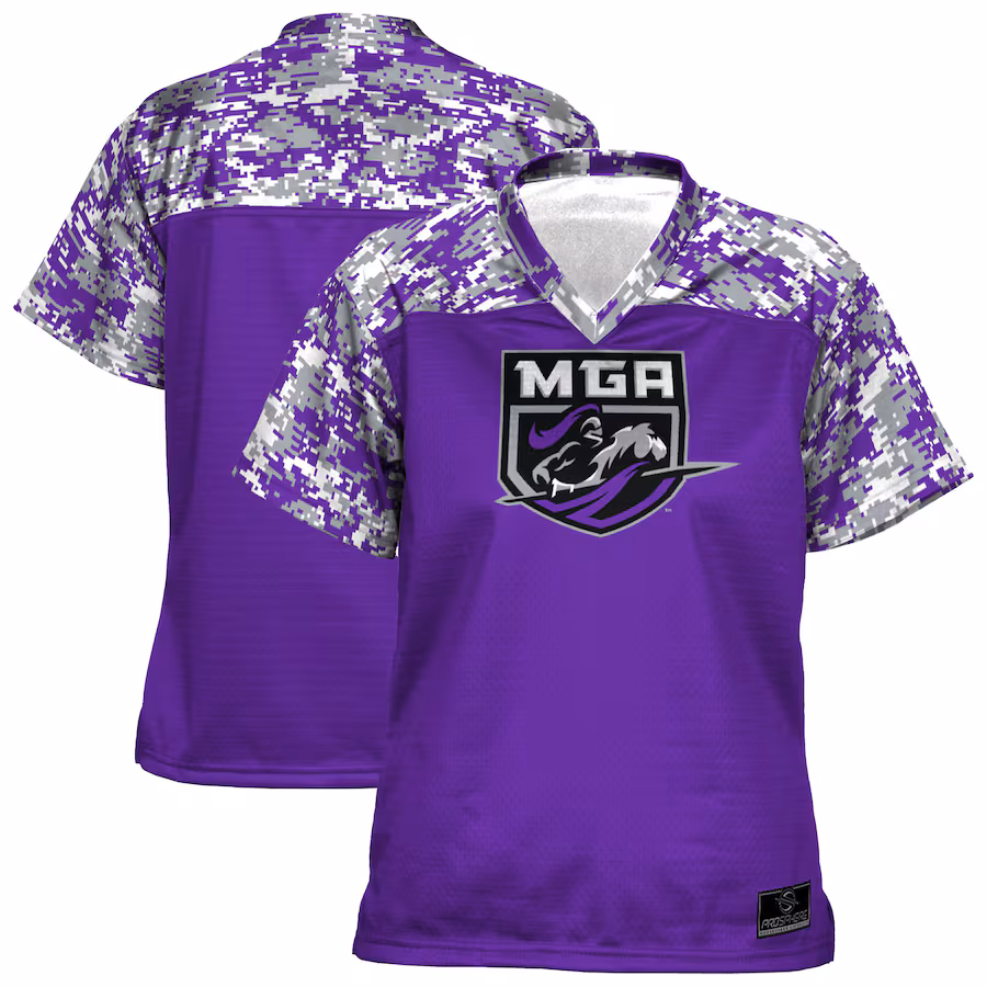 Women's ProSphere Purple Middle Georgia State Knights Digital Camo 1.0 Football Jersey - ujerseystore