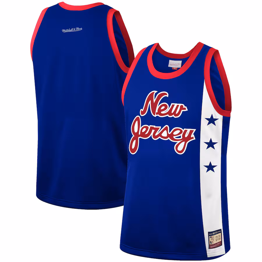 Men's New Jersey Nets Mitchell & Ness Blue Hardwood Classics Team Heritage Fashion Jersey - ujerseystore
