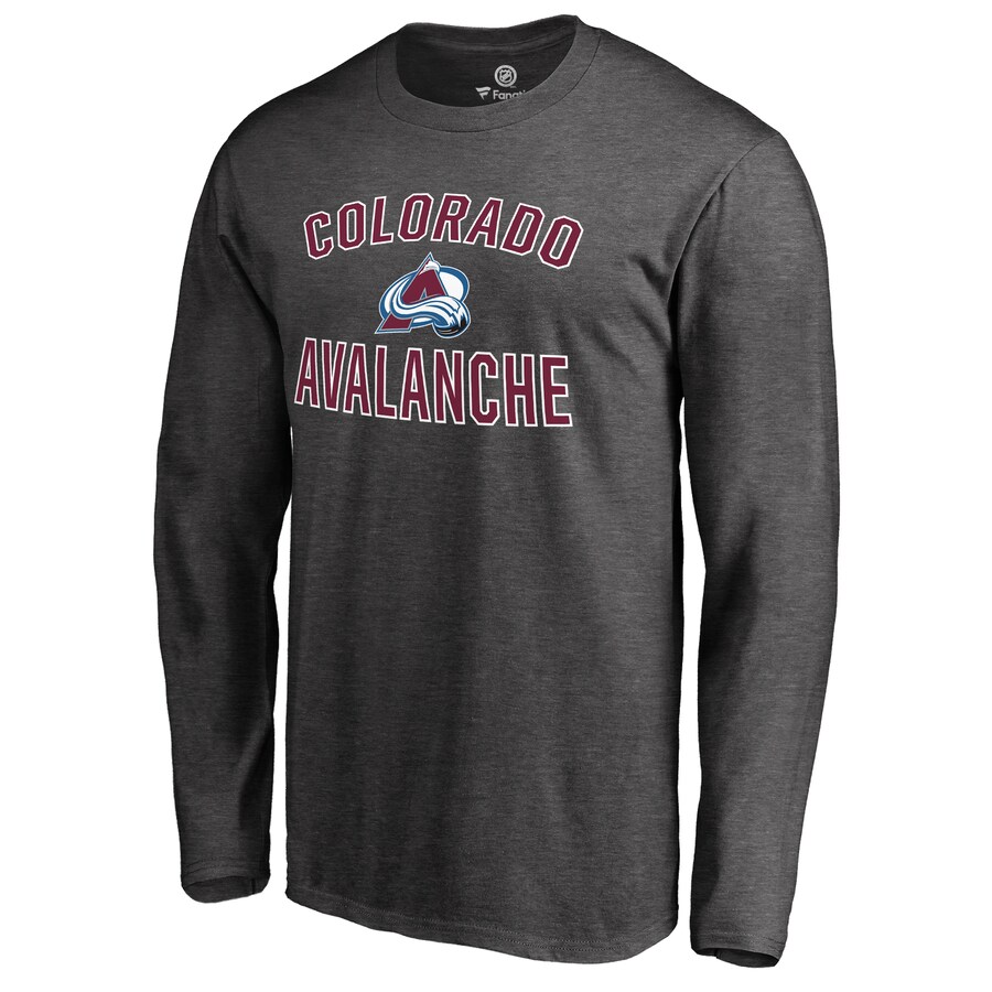 Men's Colorado Avalanche Heathered Gray Victory Arch Long Sleeve T-Shirt - ujerseystore