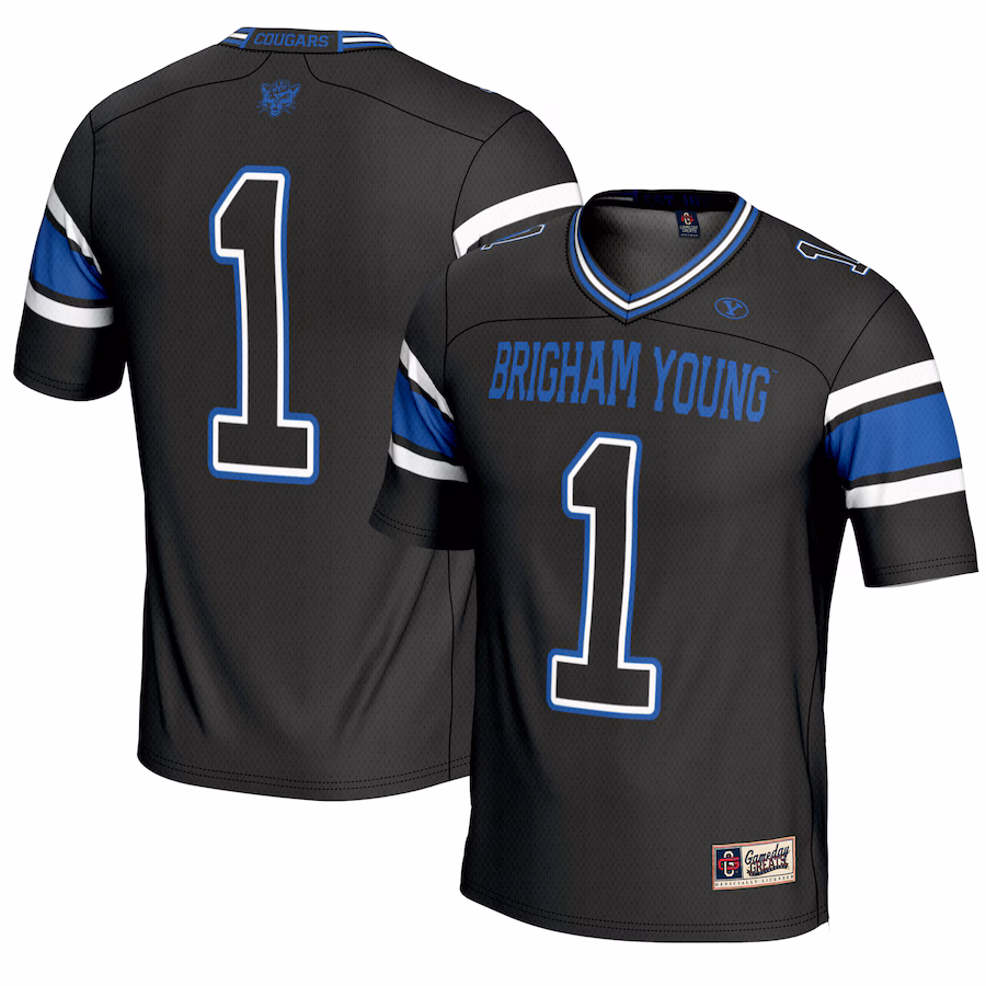Youth GameDay Greats #1 Black BYU Cougars Endzone Football Jersey - ujerseystore