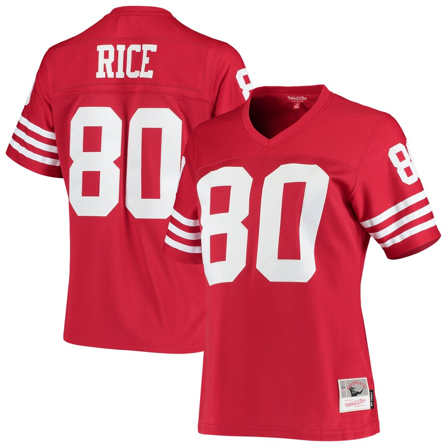 Women's San Francisco 49ers Jerry Rice Mitchell & Ness Scarlet 1990 Legacy Replica Jersey - ujerseystore