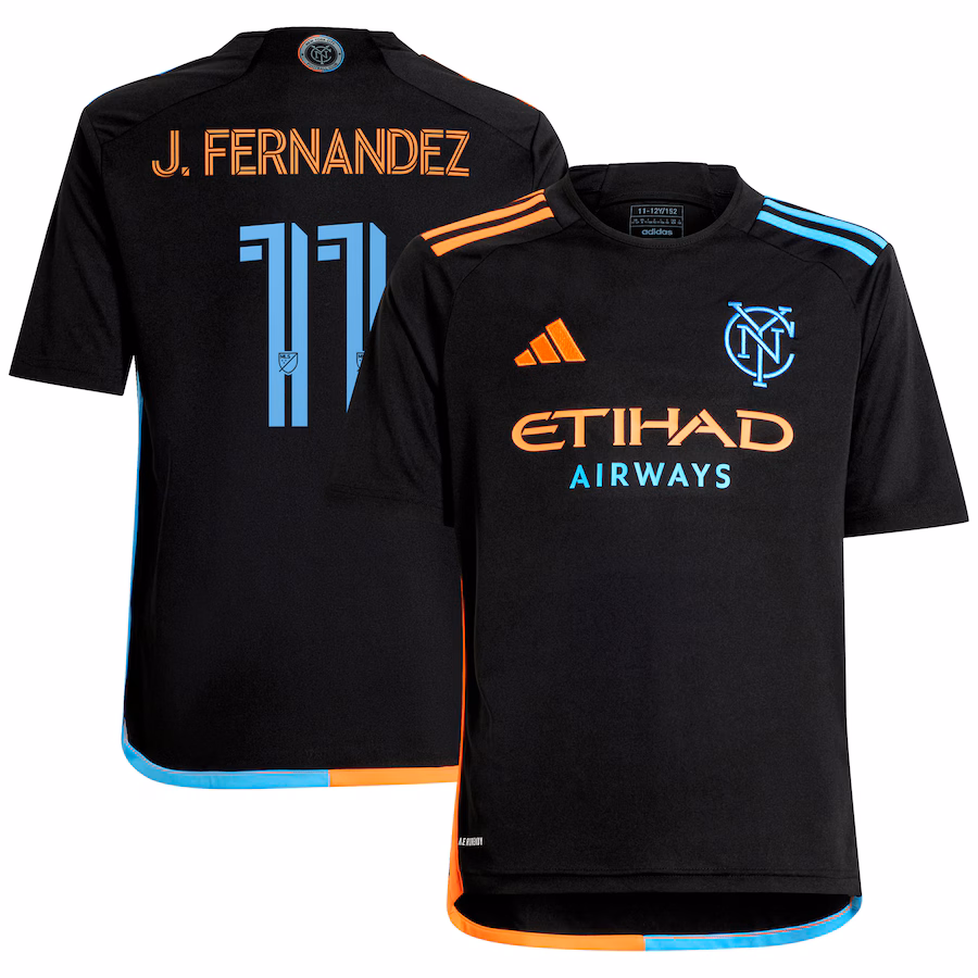 Youth New York City FC Julian Fernandez adidas Black 2024 24/7 Kit Replica Player Jersey - ujerseystore