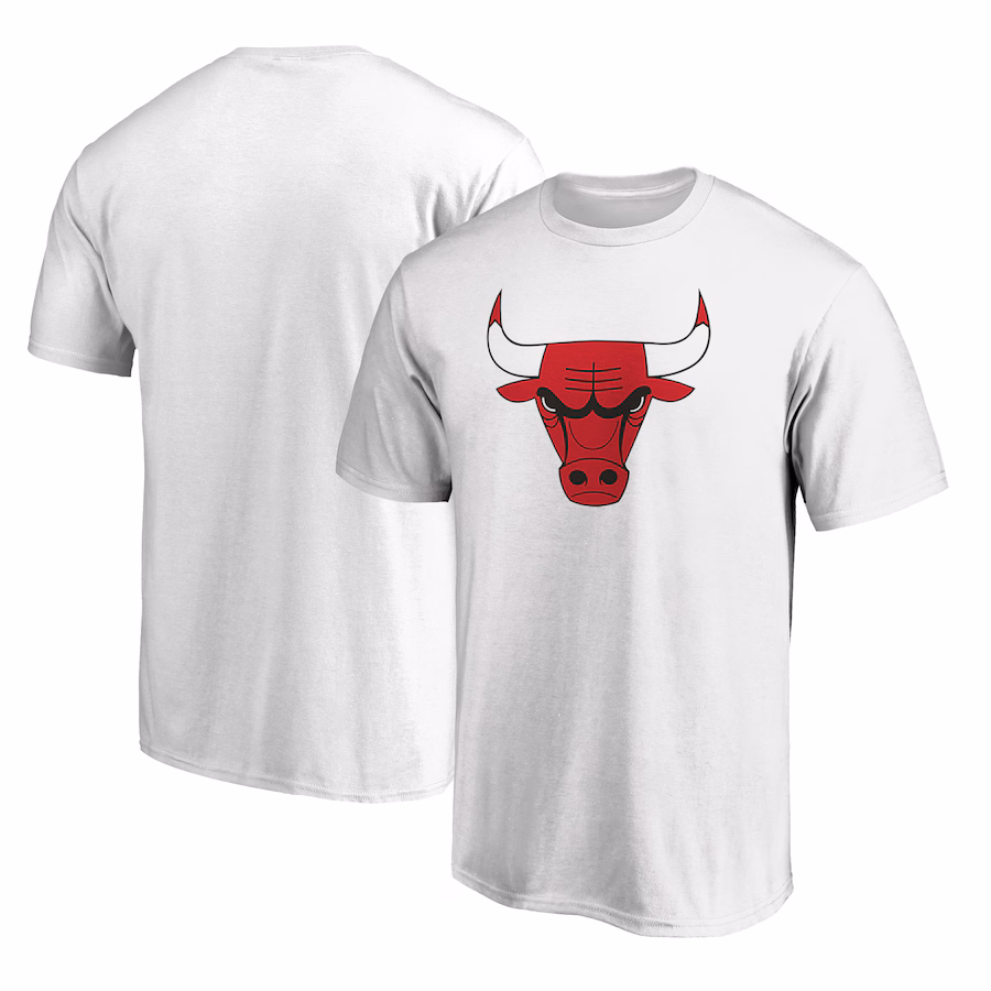Men's Chicago Bulls White Primary Mascot Logo T-Shirt - ujerseystore