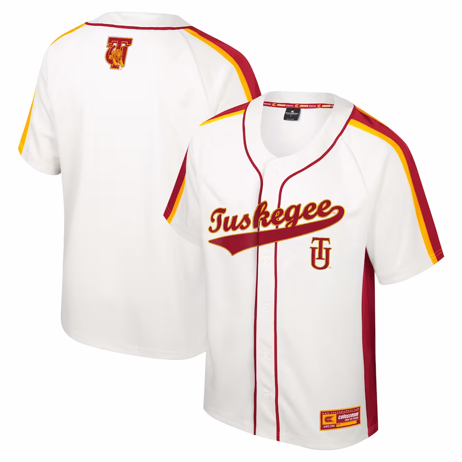 Tuskegee Golden Tigers Colosseum Ruth Button-Up Baseball Jersey - Cream - ujerseystore