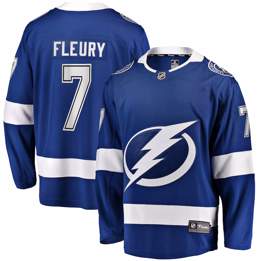 Men's Tampa Bay Lightning Haydn Fleury Fanatics Blue Home Premier Breakaway Player Jersey - ujerseystore
