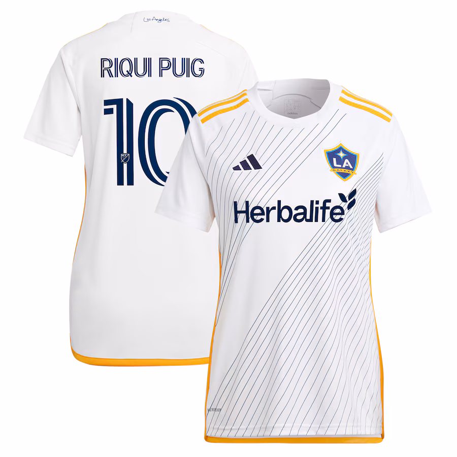 Women's LA Galaxy Riqui Puig adidas White 2024 Angeleno Kit Replica Player Jersey - ujerseystore