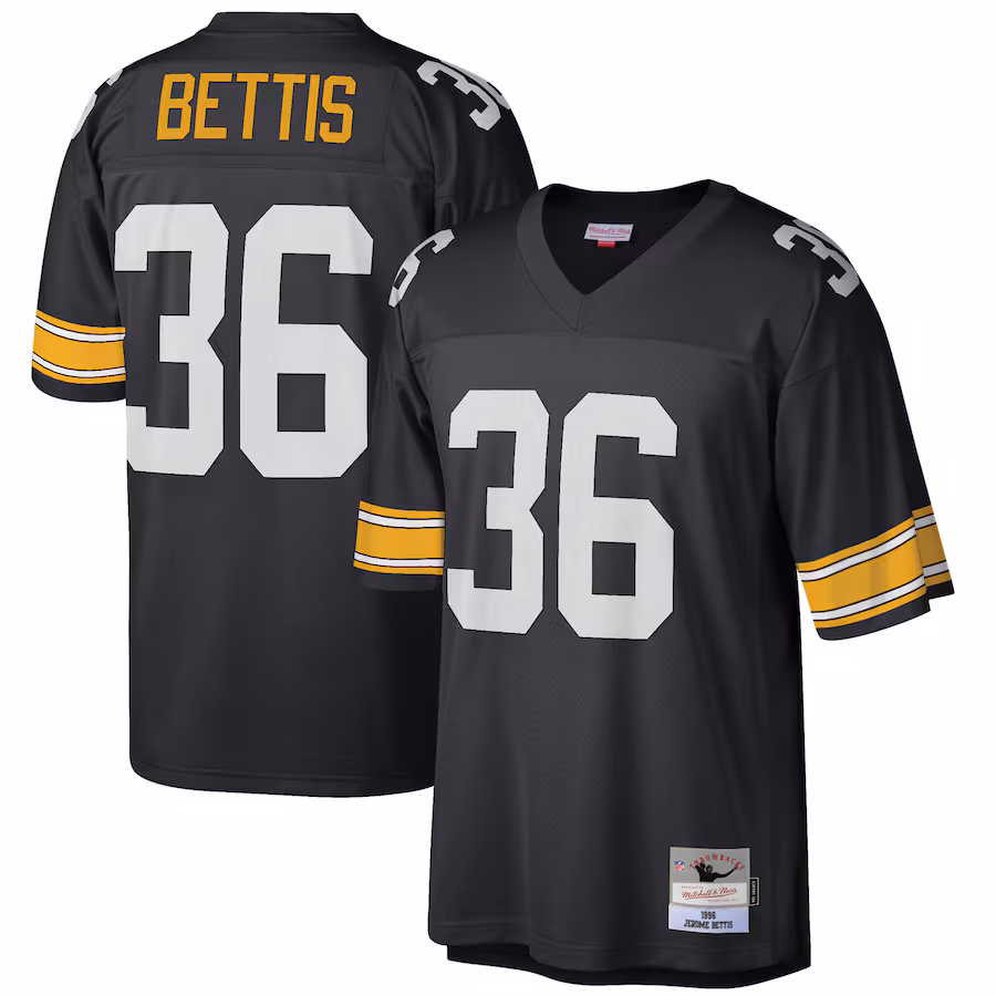 Men's Pittsburgh Steelers Jerome Bettis Mitchell & Ness Black Big & Tall 1996 Retired Player Replica Jersey - ujerseystore