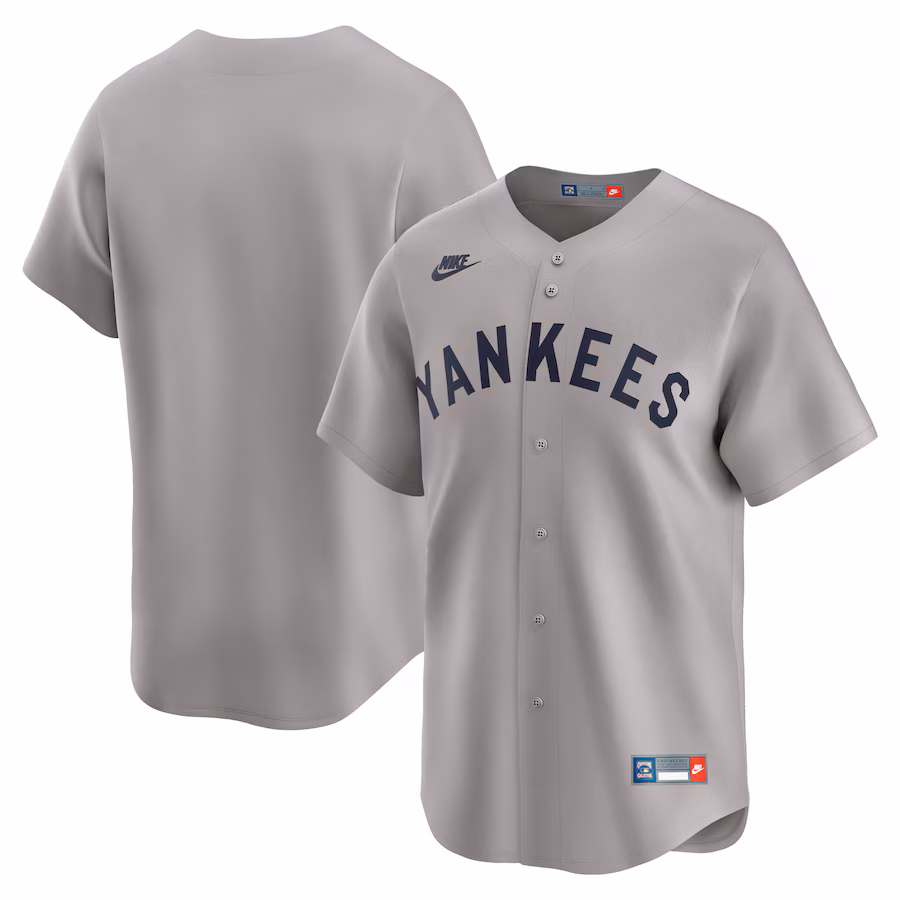 Men's New York Yankees Nike Gray Throwback Cooperstown Collection Limited Jersey - ujerseystore