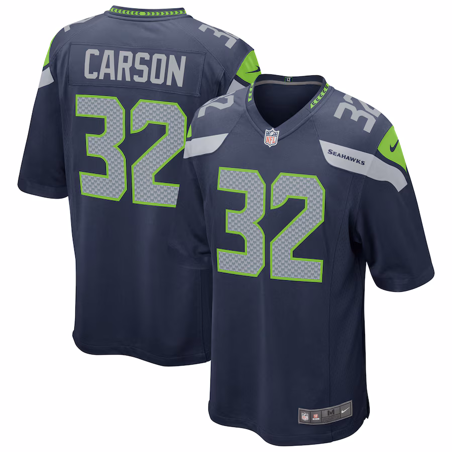 Men's Seattle Seahawks Chris Carson Nike Navy Game Player Jersey - ujerseystore
