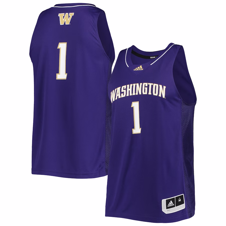 #1 Washington Huskies adidas Team Swingman Basketball Jersey - Purple - ujerseystore