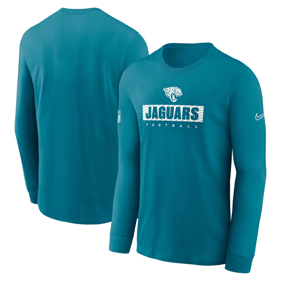 Men's Jacksonville Jaguars Nike Teal Sideline Performance Long Sleeve T-Shirt - ujerseystore