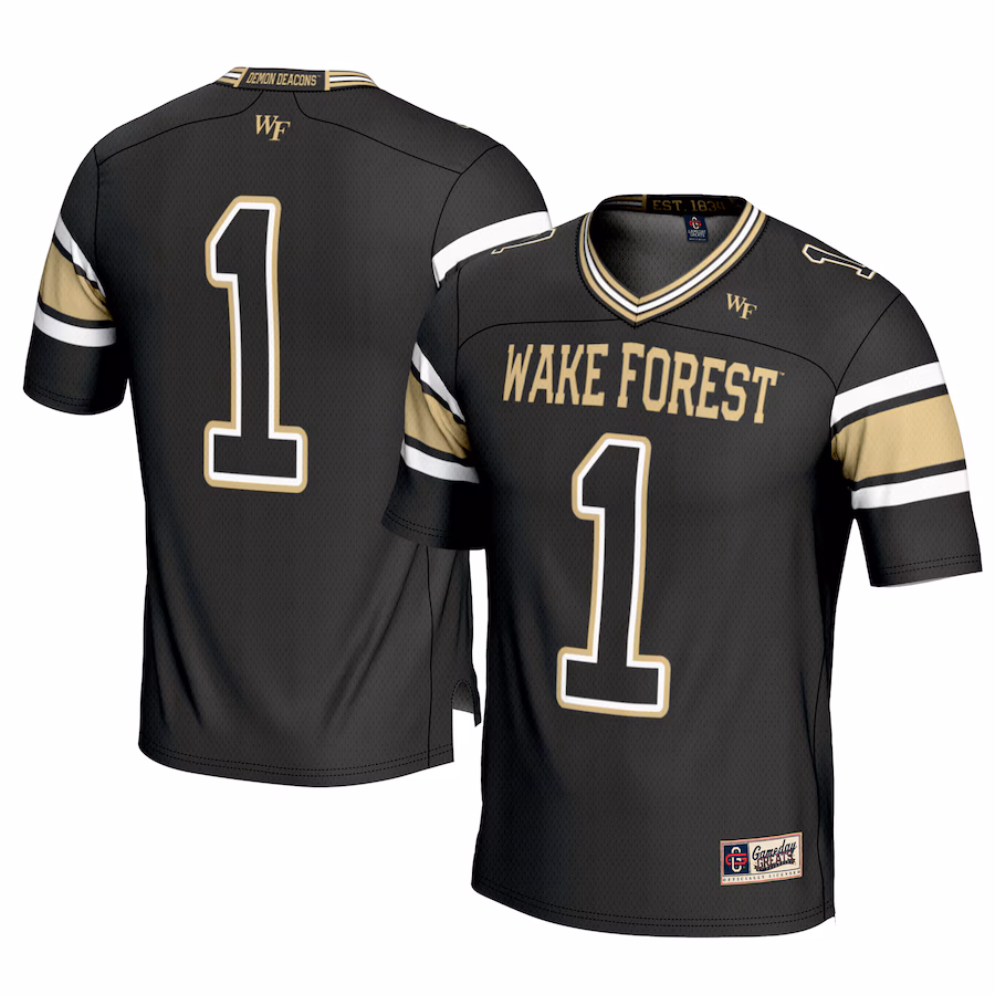 Men's GameDay Greats #1 Black Wake Forest Demon Deacons Football Jersey - ujerseystore