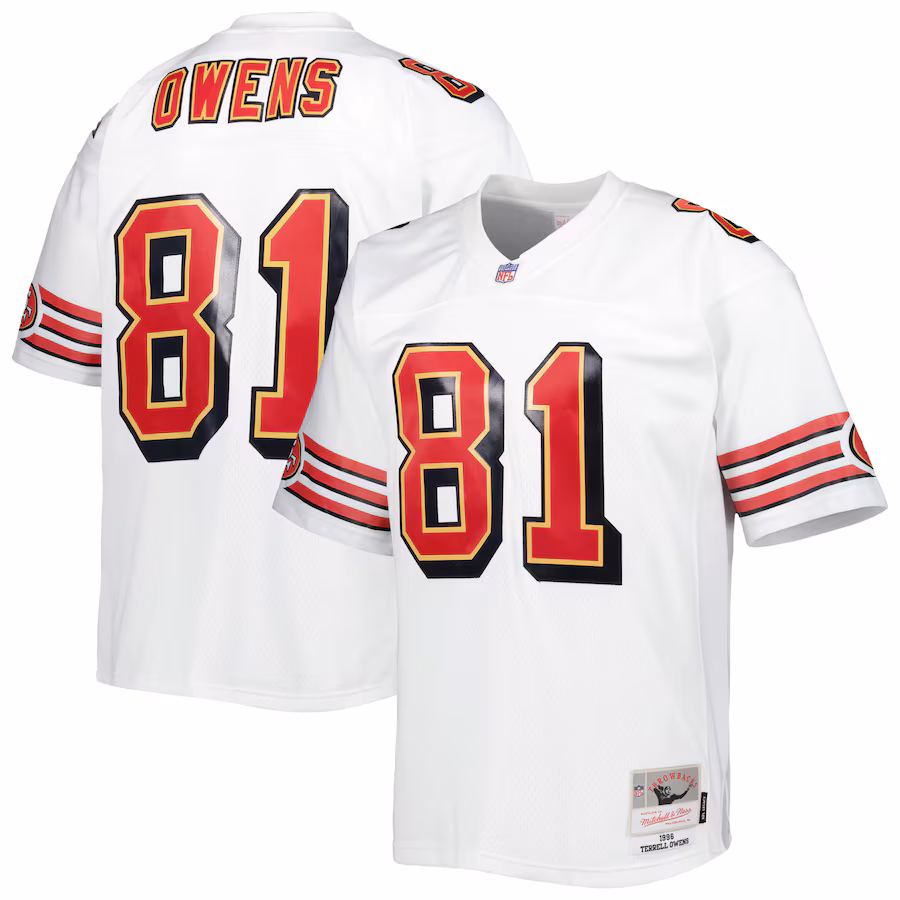 Men's San Francisco 49ers Terrell Owens Mitchell & Ness White Legacy Replica Jersey - ujerseystore
