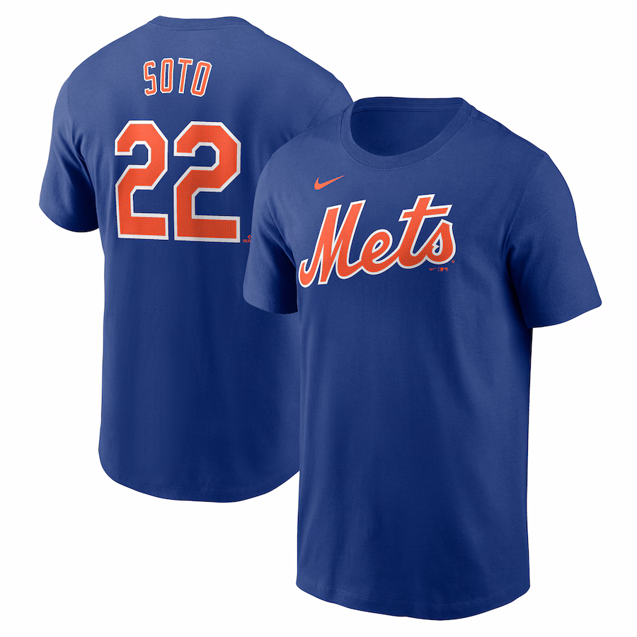 Men's New York Mets Juan Soto Nike Royal Fuse Name & Number T-Shirt - ujerseystore