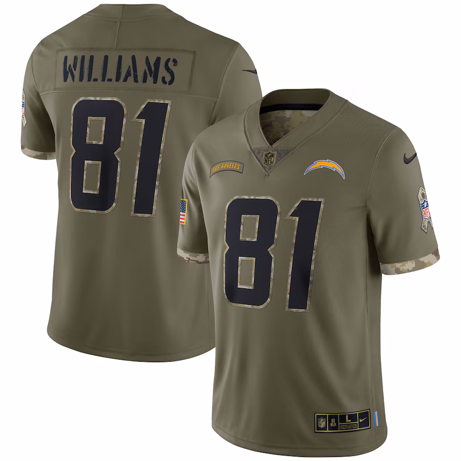 Men's Los Angeles Chargers Mike Williams Nike Olive Salute To Service Limited Jersey - ujerseystore