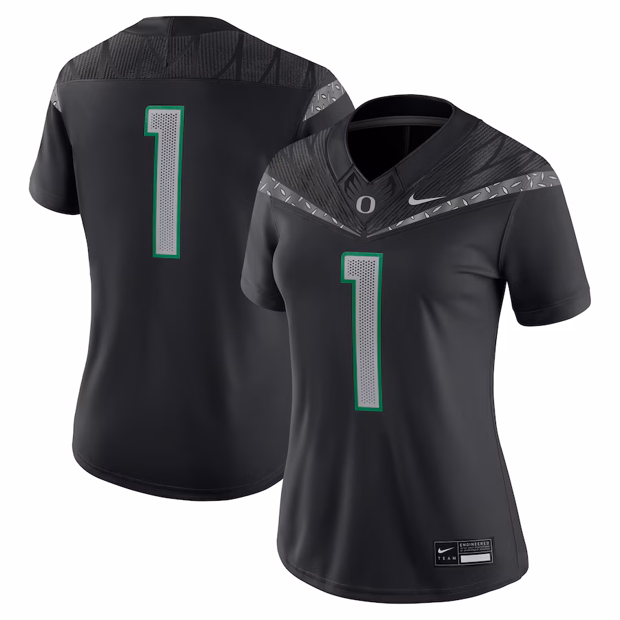 Women's Nike #1 Black Oregon Ducks Game Jersey - ujerseystore