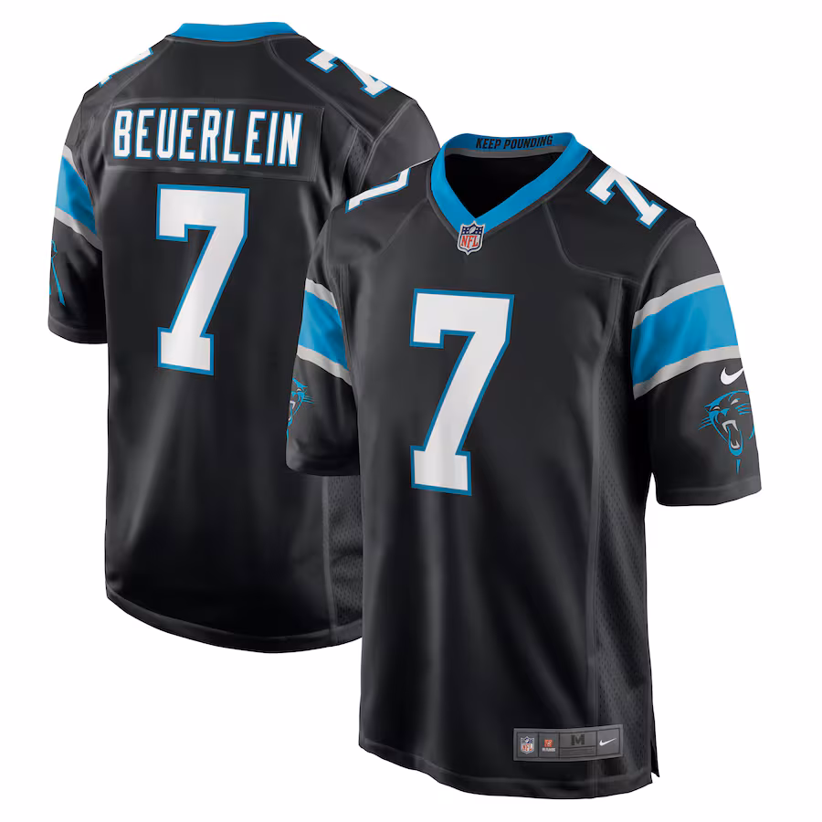 Men's Carolina Panthers Steve Beuerlein Nike Black Retired Player Jersey - ujerseystore