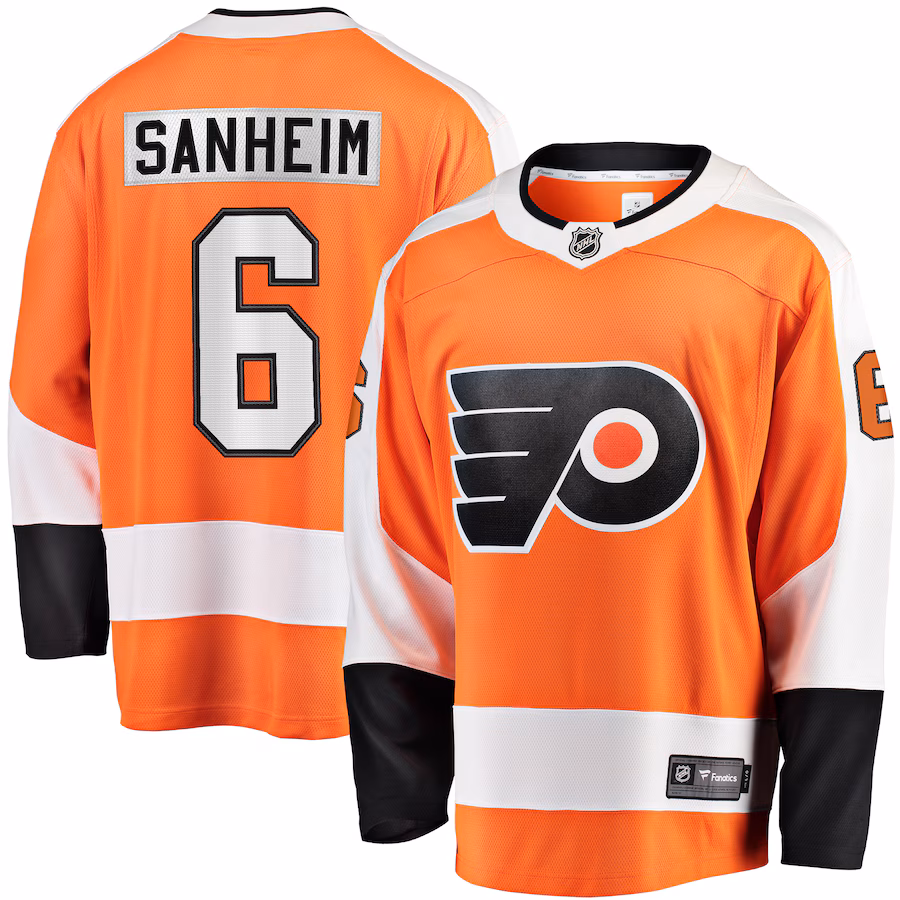 Men's Philadelphia Flyers Travis Sanheim Fanatics Orange Premier Breakaway Player Jersey - ujerseystore