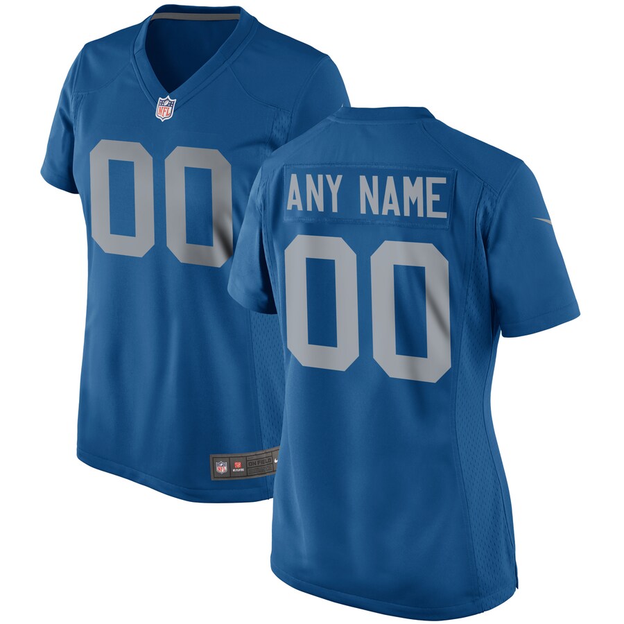 Women's Nike Blue Detroit Lions Throwback Custom Game Jersey - ujerseystore