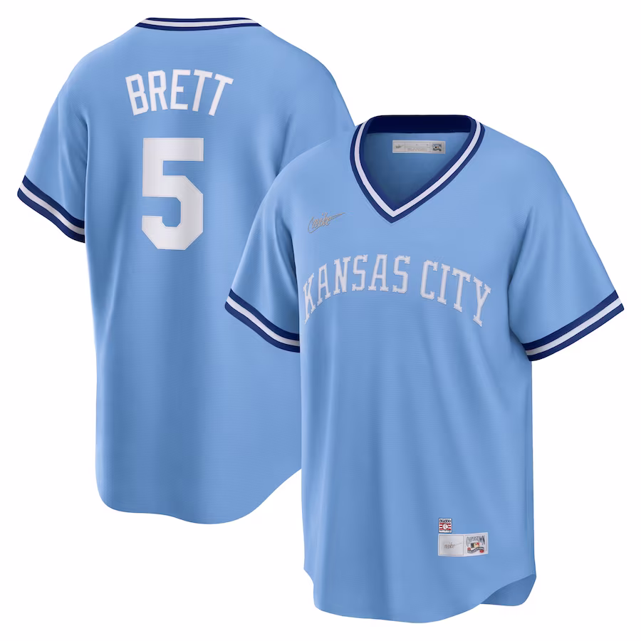 Men's Kansas City Royals George Brett Nike Light Blue Road Cooperstown Collection Player Jersey - ujerseystore