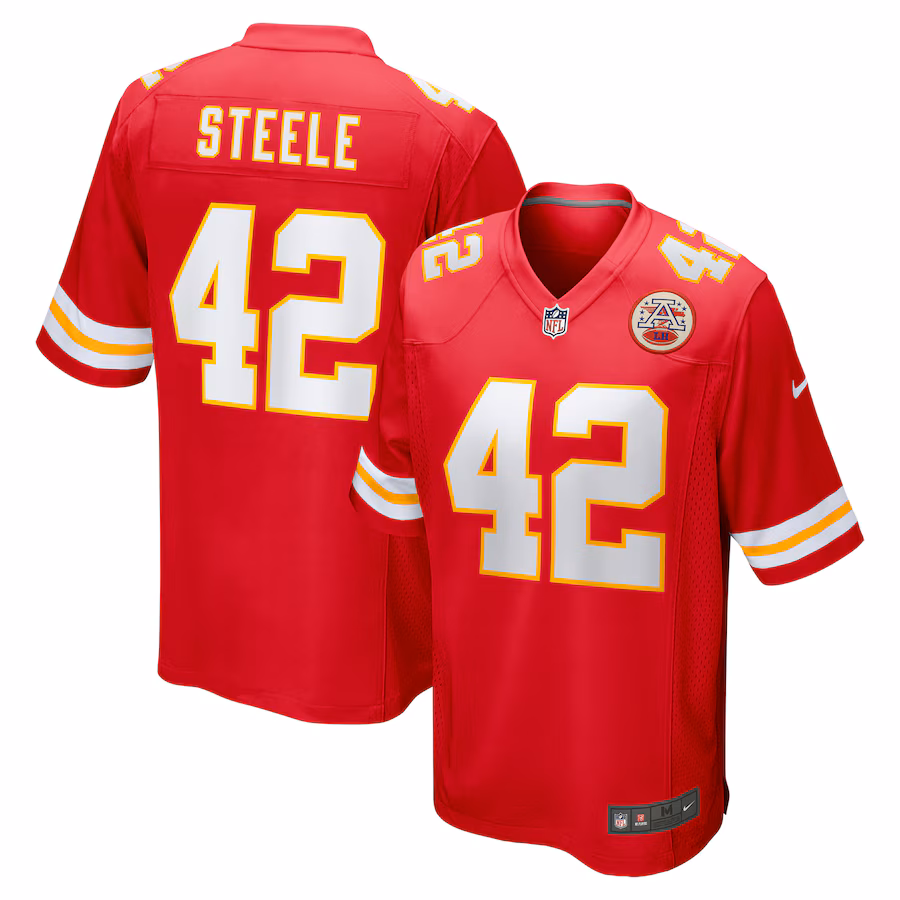 Men's Kansas City Chiefs Carson Steele Nike Red Game Jersey - ujerseystore