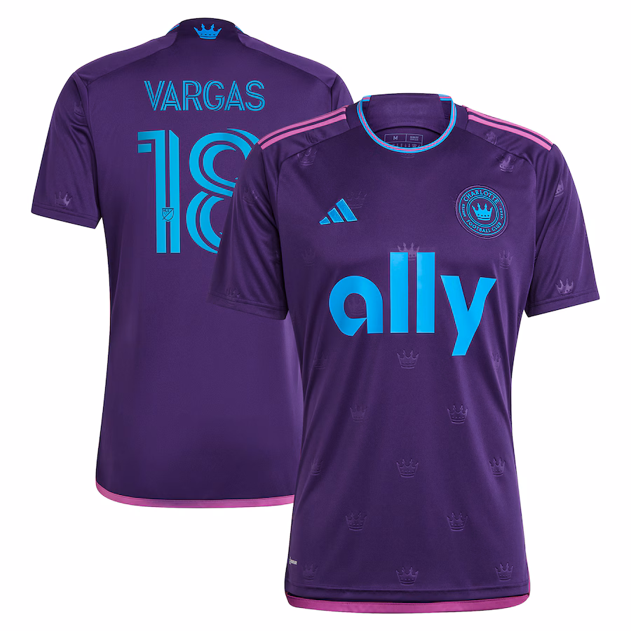 Men's Charlotte FC Kerwin Vargas adidas Purple 2023 Crown Jewel Kit Replica Player Jersey - ujerseystore