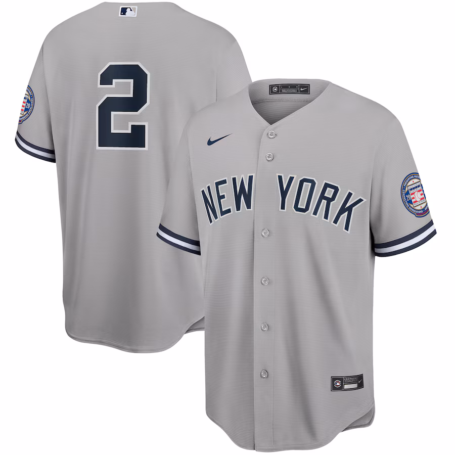 Men's New York Yankees Derek Jeter Nike Gray 2020 Hall of Fame Induction Replica Jersey - ujerseystore