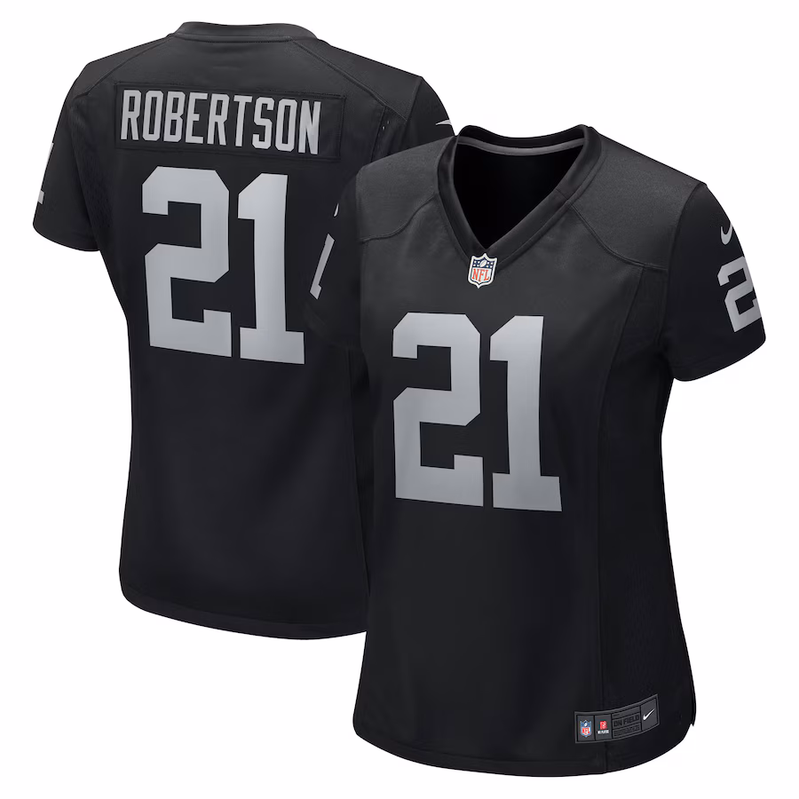 Women's Las Vegas Raiders Amik Robertson Nike Black Team Game Jersey - ujerseystore