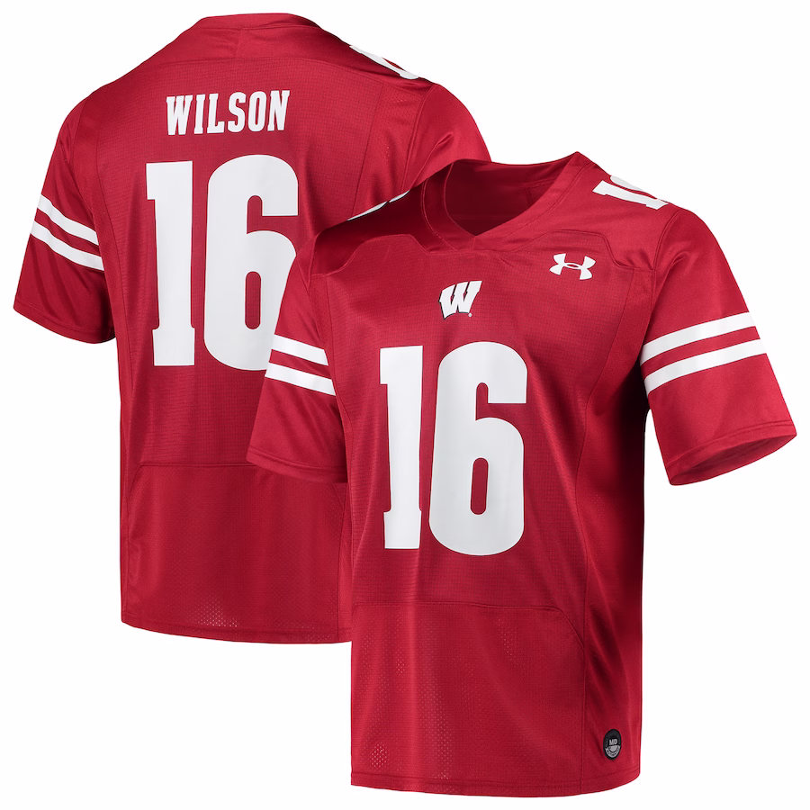 Russell Wilson Wisconsin Badgers Under Armour Replica Alumni Jersey - Red - ujerseystore
