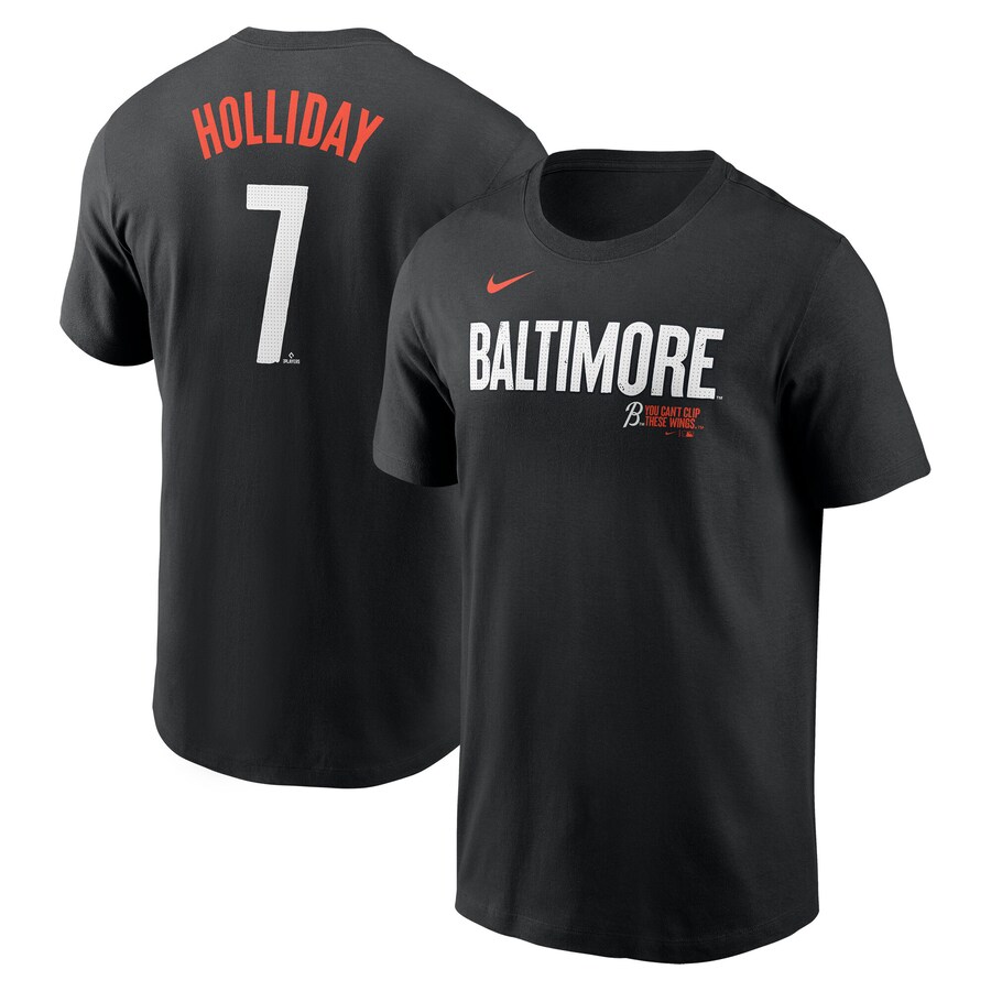 Men's Baltimore Orioles Jackson Holliday Nike Black 2024 City Connect Fuse Name & Number T-Shirt - ujerseystore