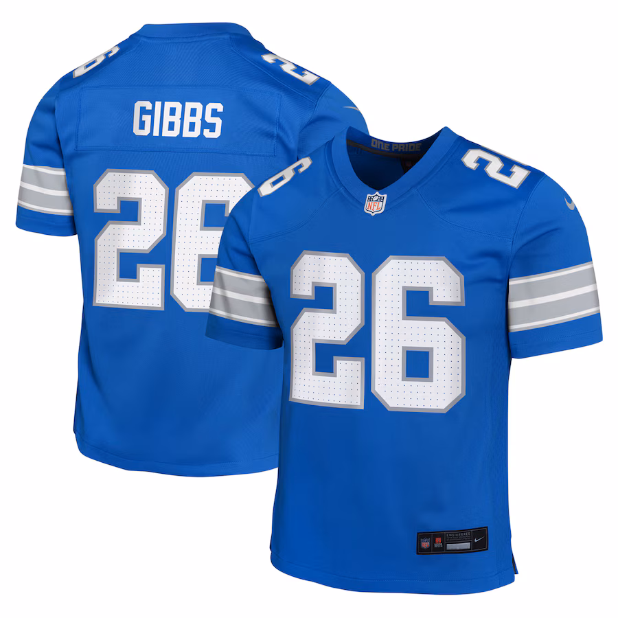 Youth Detroit Lions Jahmyr Gibbs Nike Blue Team Player Game Jersey - ujerseystore