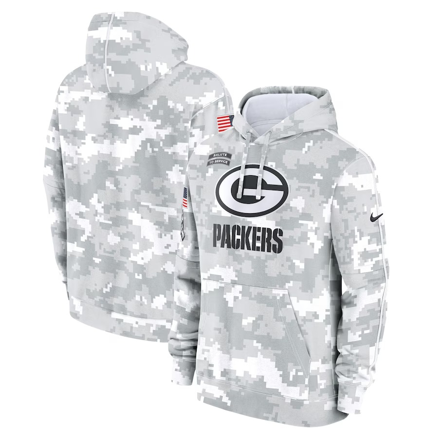 Men's Green Bay Packers Nike Arctic Camo 2024 Salute To Service Big & Tall Club Fleece Pullover Hoodie - ujerseystore