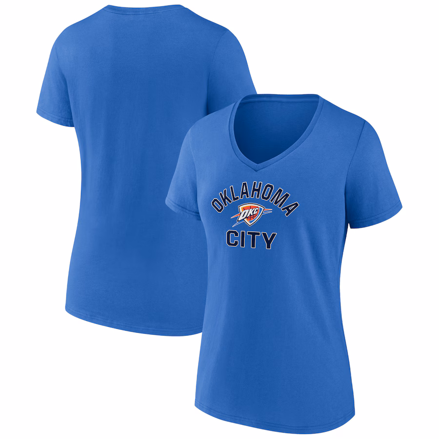 Women's Oklahoma City Thunder Blue Overtime Team V-Neck T-Shirt - ujerseystore