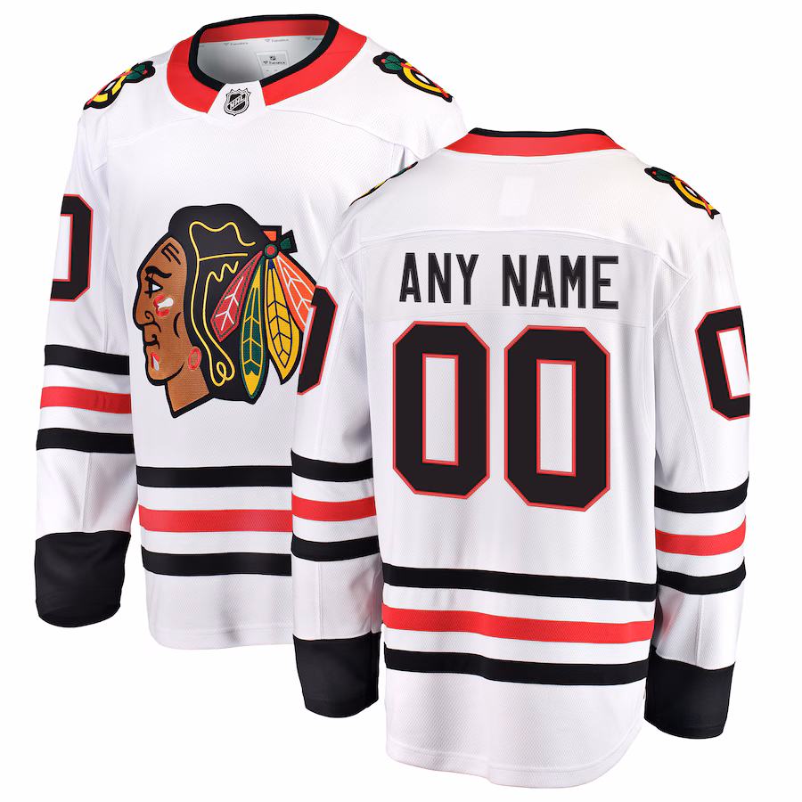 Men's Chicago Blackhawks Fanatics White Away Breakaway Custom Jersey - ujerseystore