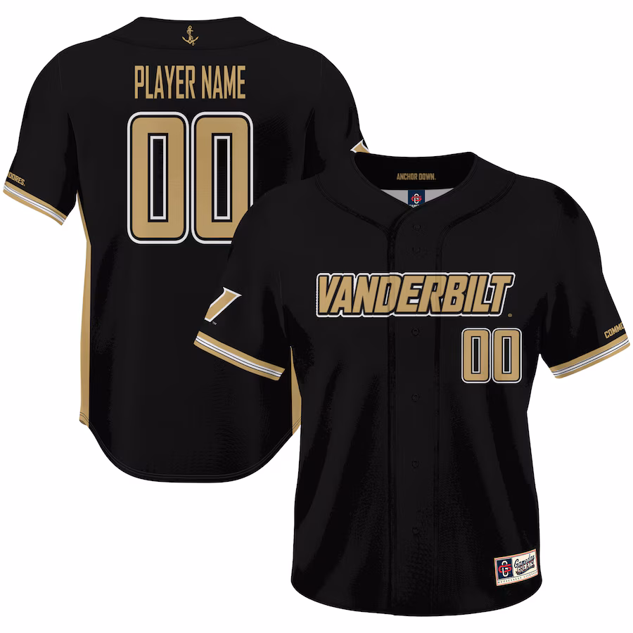 Vanderbilt Commodores GameDay Greats Youth NIL Pick-A-Player Lightweight Baseball Jersey - Black - ujerseystore