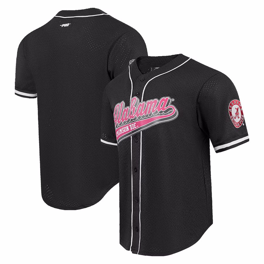 Alabama Crimson Tide Pro Standard Mesh Full-Button Replica Baseball Jersey - Black - ujerseystore