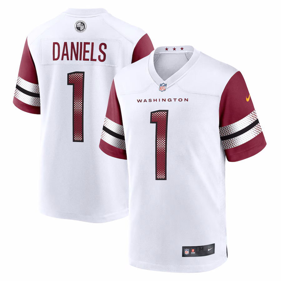 Men's Washington Commanders Jayden Daniels Nike White 2024 NFL Draft First Round Pick Player Game Jersey - ujerseystore