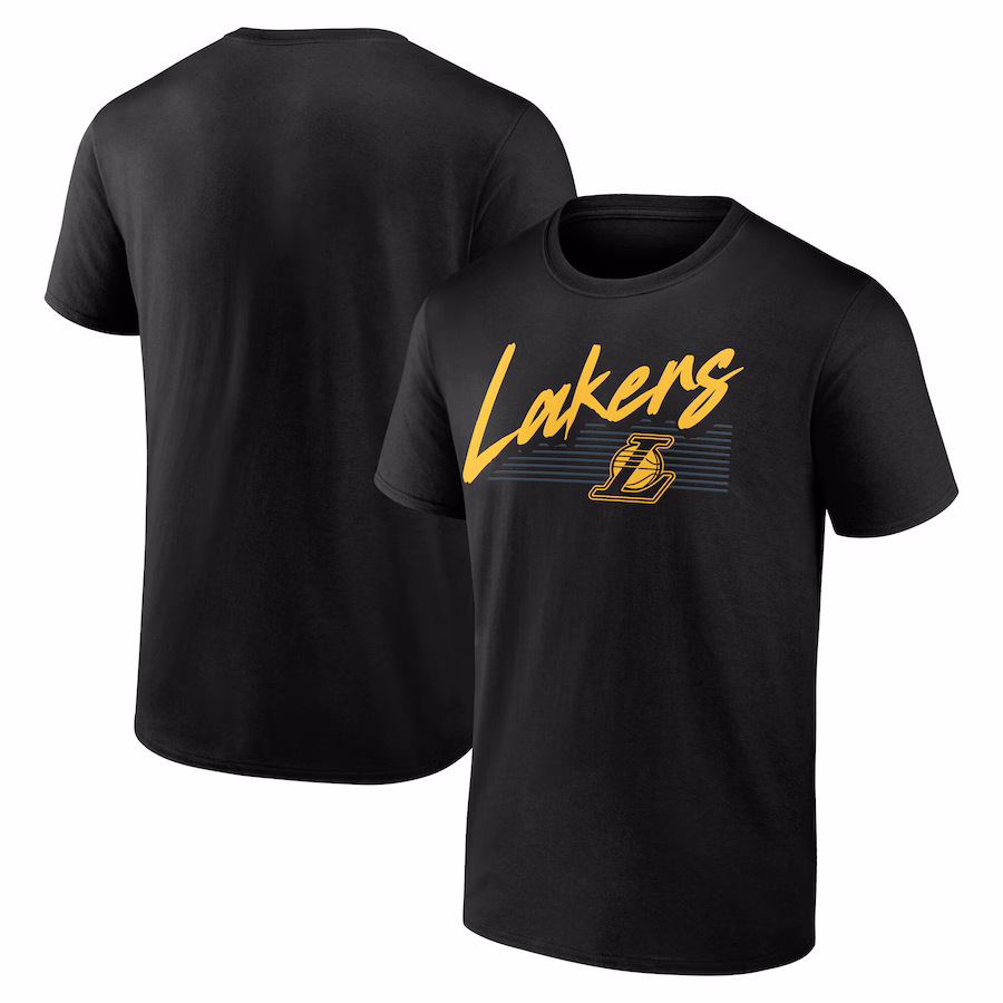 Men's Los Angeles Lakers Black Color Block Slant T-Shirt - ujerseystore