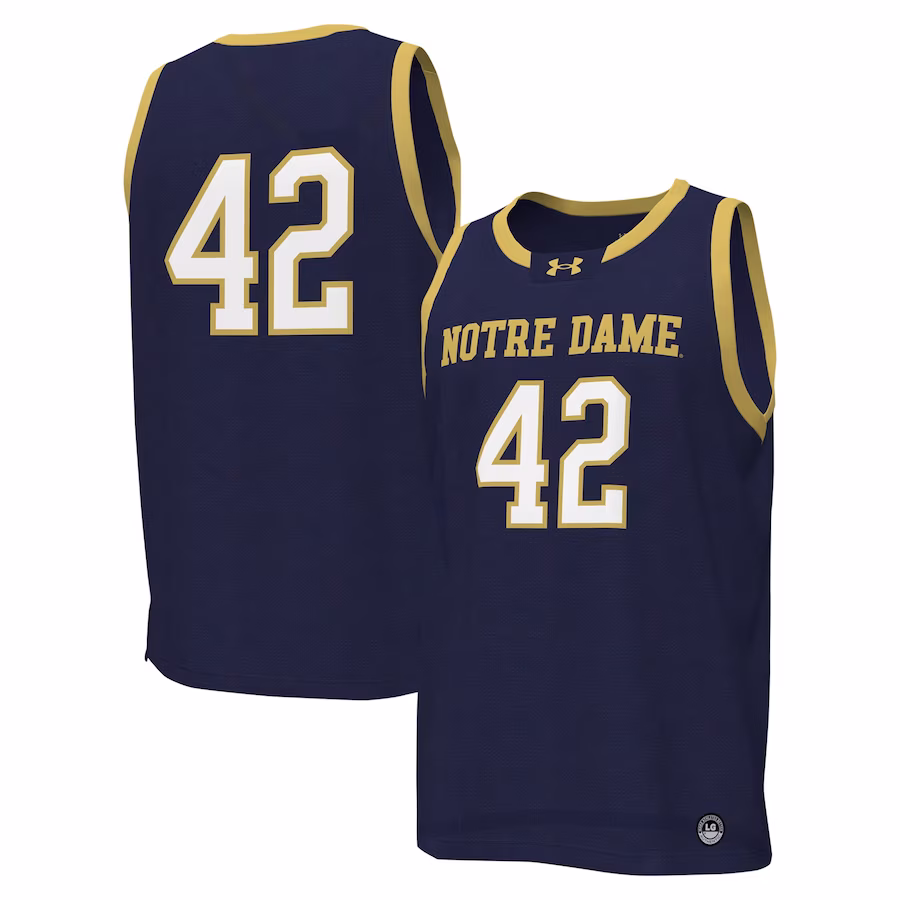 #42 Notre Dame Fighting Irish Under Armour Replica Basketball Jersey - Navy - ujerseystore