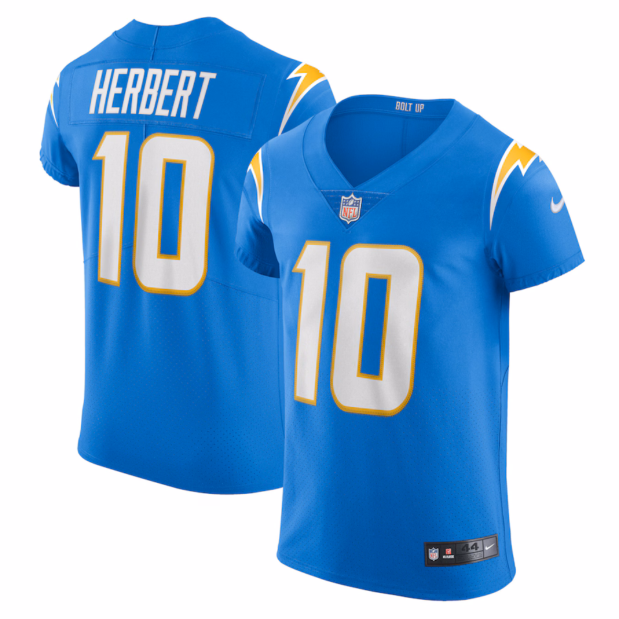 Men's Los Angeles Chargers Justin Herbert Nike Powder Blue Vapor Elite Player Jersey - ujerseystore